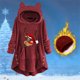 thumbnail image 2 of Top de abrigo de felpa con capucha y manga larga con botones de felpa y orejas de gato con estampado informal para mujer Pompotops  gfhjh24414, 2 of 4