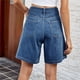thumbnail image 2 of Pantalones cortos de mezclilla de talle alto hasta la rodilla for mujer pantalones cortos de cintura ajustable pantalones cortos de mezclilla largos Bermudas for niñas, 2 of 7