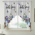 thumbnail image 2 of Hello Spring Swag Valances for Windows 2 Pack, Kitchen Window Curtains 36 Inch Length, Pastoral Purple Bottle Floral Gray Wooden Privacy Swag Curtains for Living Room/Bathroom with Rod Pocket 36"x36", 2 of 8