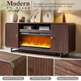 thumbnail image 6 of SinCiDo 70" Fluted Fireplace TV Stand for 80 Inch TV, Modern Entertainment Center w/36'' Electric Fireplace, Curved Profile Design for Living Room, Brown, 6 of 8