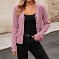 thumbnail image 3 of Vivianyo HD Women's Cropped Cardigan Sweater, Fall Winter Button Down V Neck Long Sleeve Layering Top for Casual Daily Wear, Sizes S-2XL, 3 of 6
