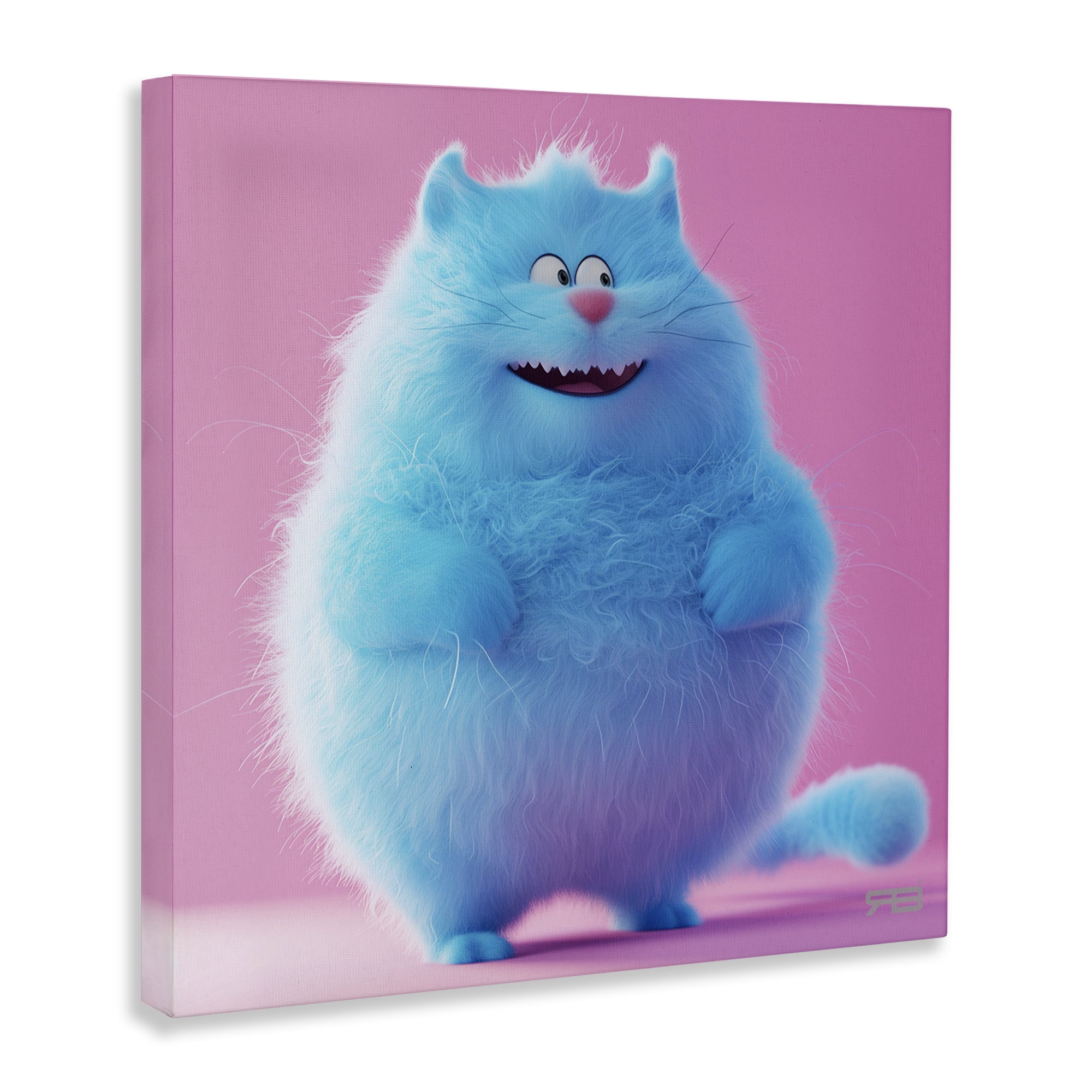 Stupell Industries Funny Blue Cat Animals Painting Wrapped Canvas Art Print Wall Art, 24 x 24
