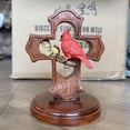 thumbnail image 2 of Cardinal on Cross Wooden Desktop Sculpture, Symbolic Red Bird Figurine for Home Decor, Rustic Memorial Cross Ornament for Mantel, Shelf & Desk, Religious Spiritual Gift, 2 of 6