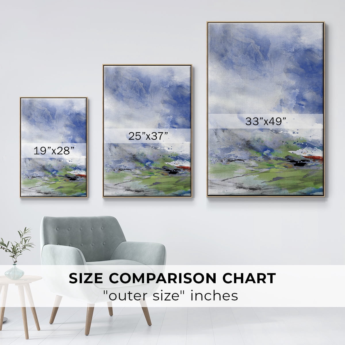 Spring Air I Framed Premium Gallery Wrapped Canvas - Ready to Hang - 27 x 41 - Natural Wood Floating Frame