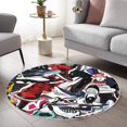 thumbnail image 2 of LaModaHome Rounded Rug Cool Sneakers RugNon-Slip Rug Washable Mat Child Stain Resistant Living Room Kitchen Carpet 5.2X5.2ft(160X160cm), 2 of 5