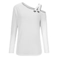thumbnail image 3 of Puntoco Camiseta sin mangas para mujer Camiseta de manga larga con hombros descubiertos y doble tirante circular para mujer, 3 of 4