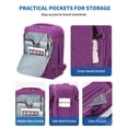 thumbnail image 5 of WANDF Expandable Travel Backpack 17 In Laptop Backpack with Wet Pocket For Spirit Airlines,Underseat personal item travel bag Hand Luggage, Large Casual Daypack for Weekender Business(Purple Bag), 5 of 11