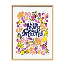 Kate and Laurel Sylvie Here for the Snacks Framed Canvas Wall Art by Maria Filar, 18x24 Natural, Cute Humorous Art for Wall