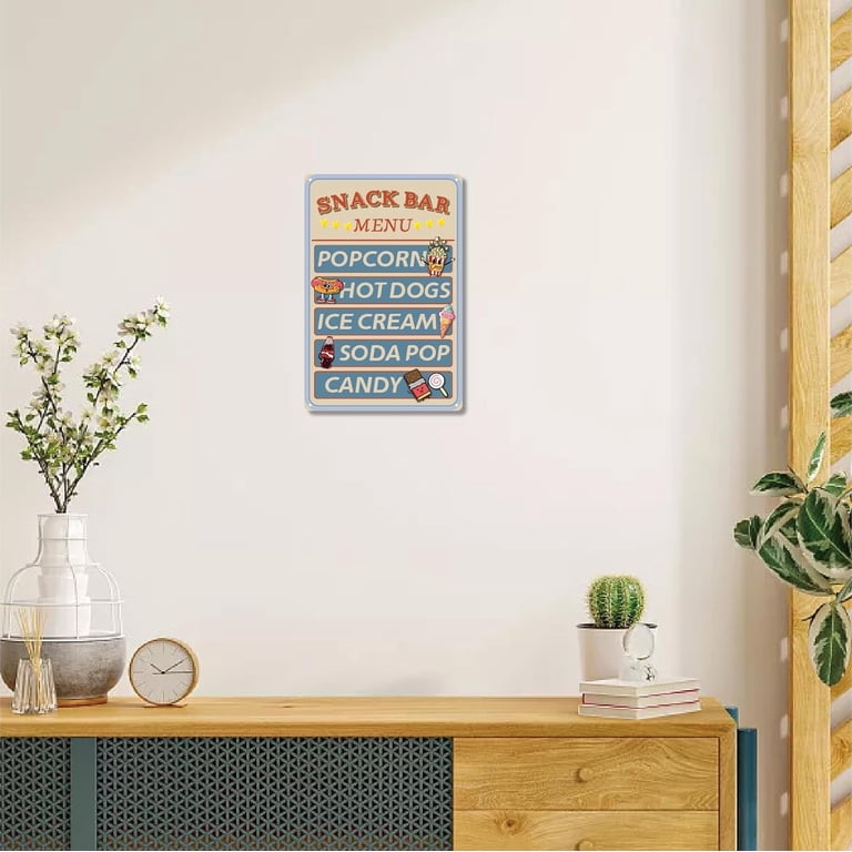 Snack Bar Menu Metal Tin Signcorn Hot Dogs Ice Cream Soda Candy