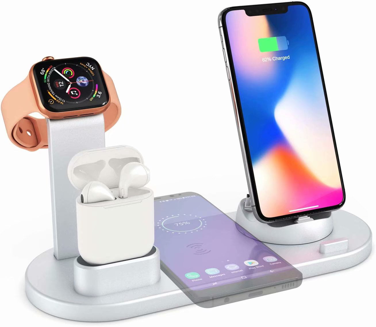 Cyber Monday!!Wireless Charger, 4 in 1 Wireless Charging Stand for Apple  Watch and Airpod, Charging Station for Multiple Devices,Qi Fast Charging  Dock 