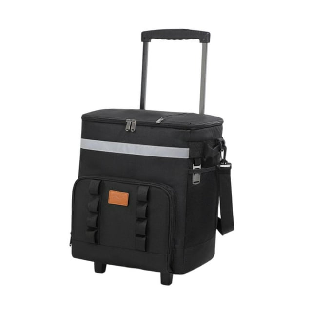 Almencla Sac Isolé Capacité 35 L Chariot Roulant pour Voiture Camping Plage Noir