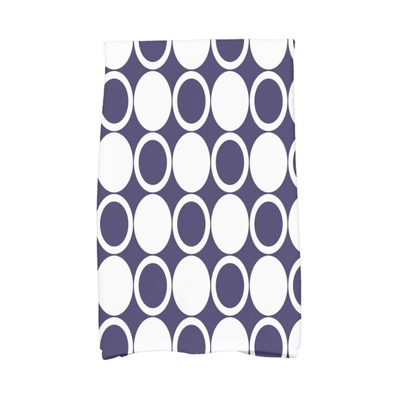 Simply Daisy, 16 x 25 Inch, Small Modcircles, Geometric Print Kitchen Towel, Navy Blue