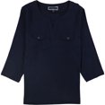 thumbnail image 1 of Karen Scott Blusa con abertura lateral para mujer, azul, 0X, 1 of 1