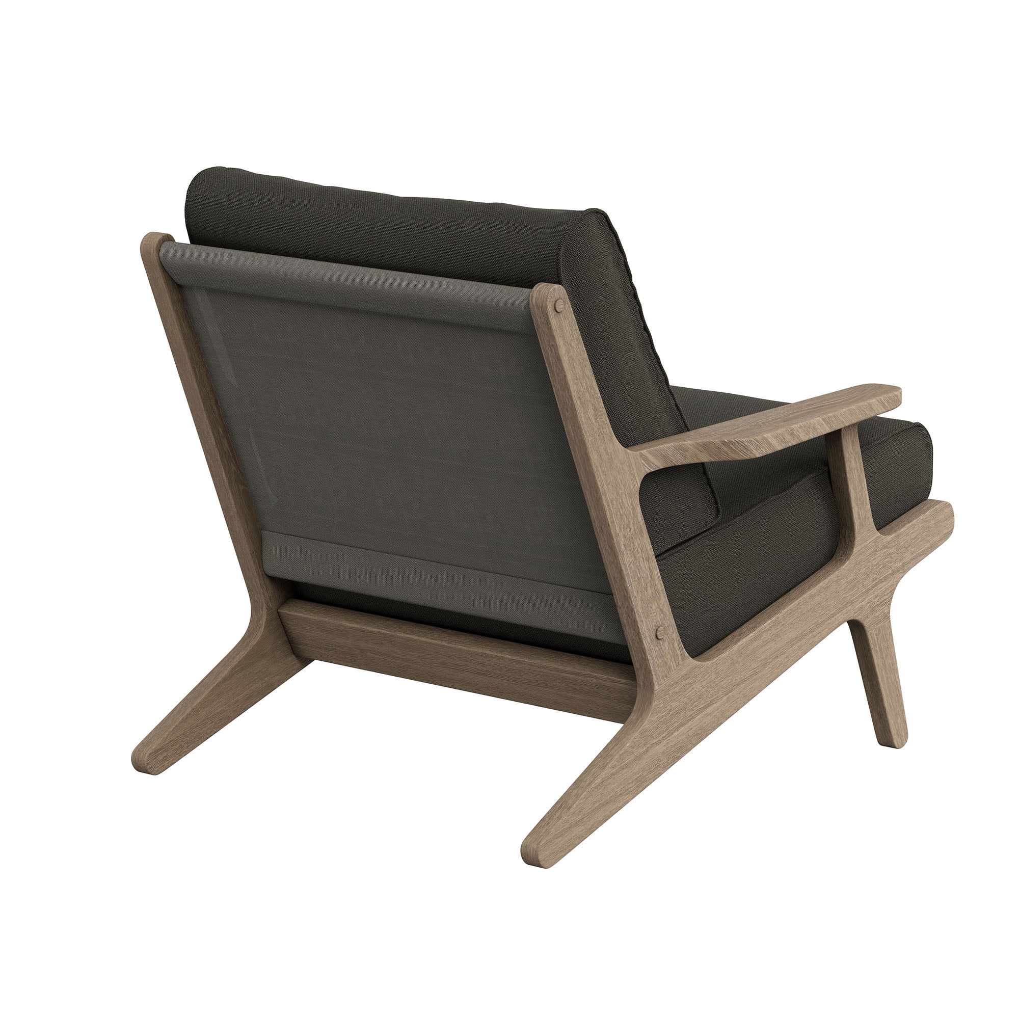 Saratoga Outdoor Teak Wood Armchair in Weathered Gray Flint