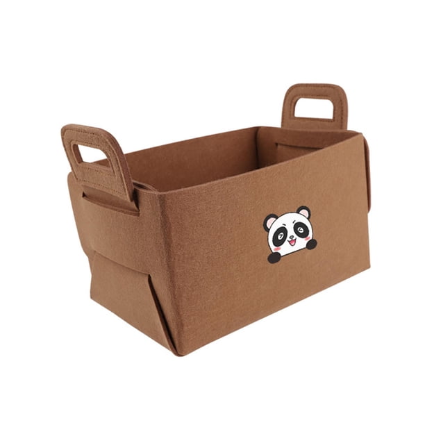 Cesta de almacenamiento de fieltro, organizador de carga para maletero de coche, contenedor de almacenamiento plegable Marrón M