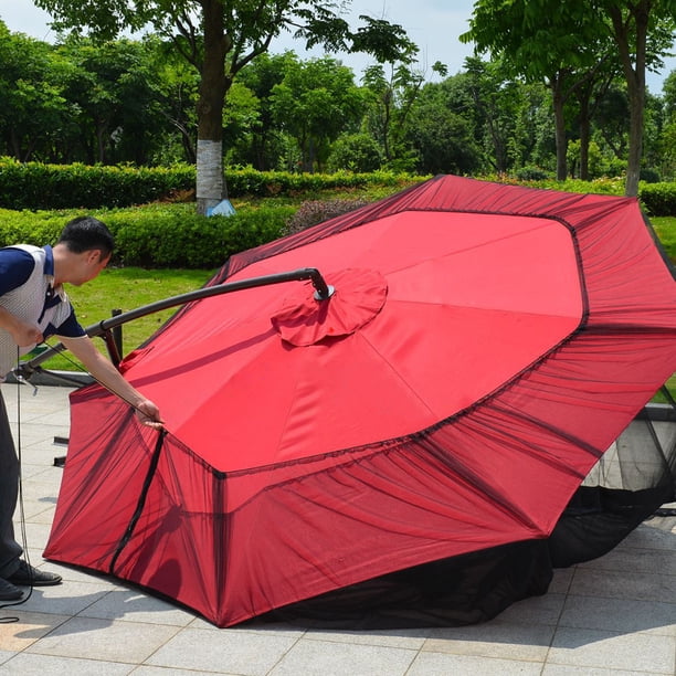 Patio Umbrella Cover Mosquito Netting Screen With Zippered Mesh Enclosure Black Walmart Com Walmart Com