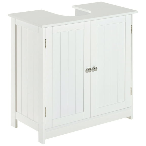 DUOSONG 24” Pedestal Sink Bathroom Vanity Cabinet - White White MDF Bath & Faucets Bathroom Vanities