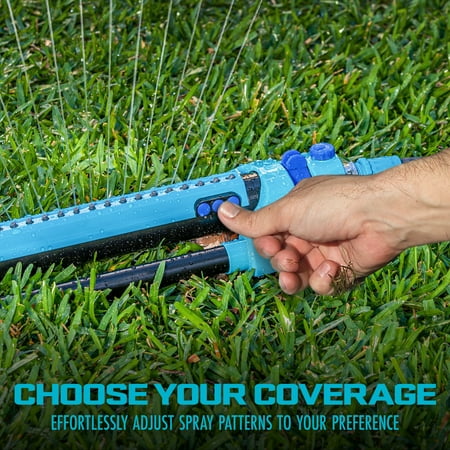 Aqua Joe - AJ-OMS20-BRS Indestructible Metal Base Oscillating Sprinkler | Customizable Coverage | 4973 sq ft Max Coverage