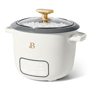Beautiful 6-Cup Cooked, 3-Cup Uncooked Digital Electric Rice and Grain Cooker with Glass Lid and EverGood Ceramic Nonstick Coating, White Icing by Drew Barrymore