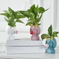 thumbnail image 2 of Flower Pot Home Succulent Planter Pot Vase Pen Holder Green with Rabbit Ears, 2 of 5