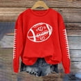 thumbnail image 2 of Holzkary Football Sweatshirts for Women Game Day Graphic Print Pullover Shirts Long Sleeve Crewneck Fall Fashion Tops American Football Print Solid Color Round Neck Ladies Sweatshirt Red M, 2 of 3