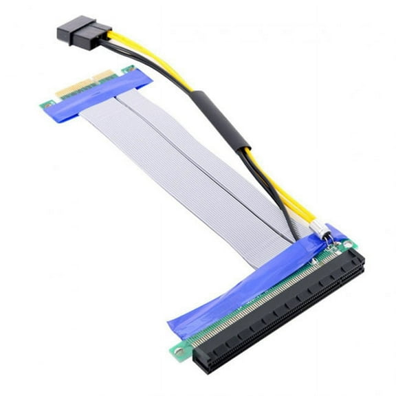 JSER PCI-E Express 4x to 16x Flex Cable Extender Converter Riser Card Adapter with 4pin Power 15cm