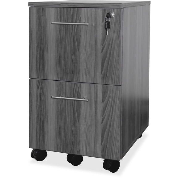 Scranton & Co File Cabinet with 2 Drawers & 1 Lock, Rolling Mobile and Portable File Cabinet with Wheels for Documents, A4/Letter/Legal(Grey)