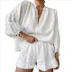 thumbnail image 2 of Conjunto de Dos Piezas para Mujer: Top de Larga con Lazo y Bóxer con Volantes Conjunto Informal A Juego M, 2 of 10