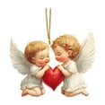 thumbnail image 1 of Acrylic Heart-shaped Angel Pendant Keychain for Backpacks and Car Rearview Mirror Decor – 3.35 in x 2.76 in, Multicolor, 1 of 8