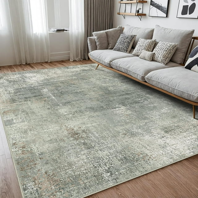 BEIMO Modern Abstract Area Rugs 8x10 for Living Room Bedroom, Machine Washable Rugs for Bedroom Soft Low-Pile Floor Carpet with Non Slip Backing for Dining Nursery Laundry Room, Grey Green