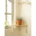 thumbnail image 4 of 1/2/3-Layers Corner Shelf Wood Display Stand Boho Home Decoration Pastoral Style Macrame Handmade Floating Shelves Living Room, 4 of 9