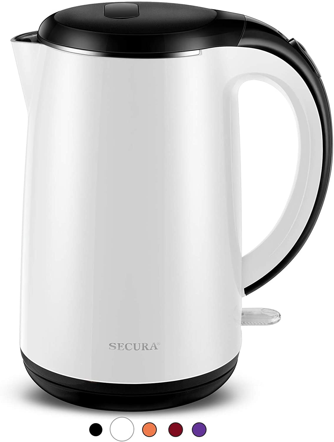 Secura SWK-1701DB The Original Stainless Steel Double Wall Electric Water  Kettle 1.8 Quart, White
