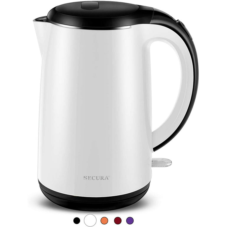 Secura SWK-1701DB The Original Stainless Steel Double Wall Electric Water  Kettle 1.8 Quart, White 