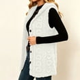 thumbnail image 4 of cocolona Textured Fuzzy Fleece Vest for Women Sleeveless Button Down Cable Knit Cardigan Solid Color Casual Sweater Vest, 4 of 7