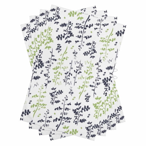 Grey Green Botanical Kitchen Towels Set of 4, Water Absorbent Dish Towel, Watercolor Spring Floral Summer Leaf Decorative Hand Towels - Quick Drying Cloth for Cooking Baking, 18x28 Inch