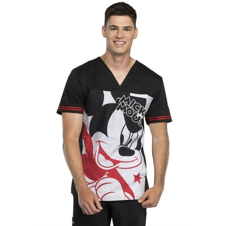 

Tooniforms Scrubs Top for Men V-Neck TF707 S Mickey Star