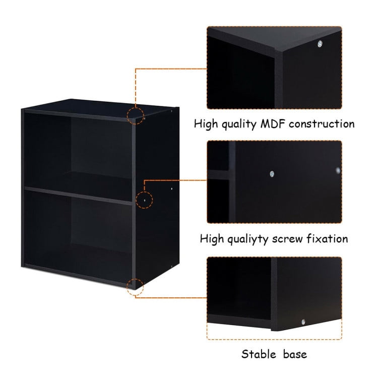 Resenkos Bookshelf,Shelf, Open Bookcase Book Shelf,Storage Shelf Unit Plant Stand,2-Tier Bookcase Open Display Rack Cabinet with Adjustable Shelves-Rustic Black