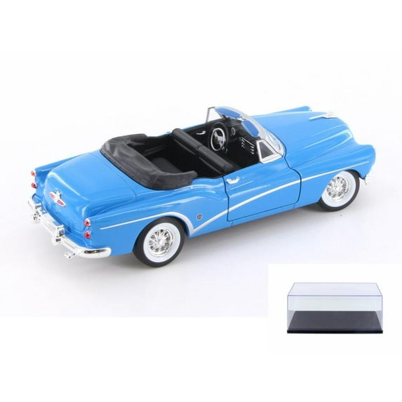Diecast Car & Display Case Package - 1953 Buick Skylark CLOSED Convertible, Blue - Welly 24027C/H/4D - 1/24 Scale Diecast Model Toy Car w/Display Case