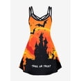 thumbnail image 2 of Rosegal Women's Halloween Bat Castle Print A Line Dress, 2 of 5