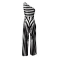 thumbnail image 5 of Ichuanyi Womens Jumpsuits, Womens Fashion Wide Leg Pants Polka Dot Striped Printed One-shoulder Jumpsuits, 5 of 9