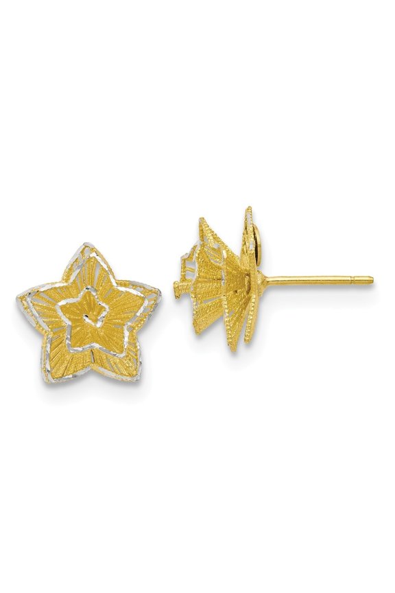 Sterling Silver Gold-tone Star Earrings, By