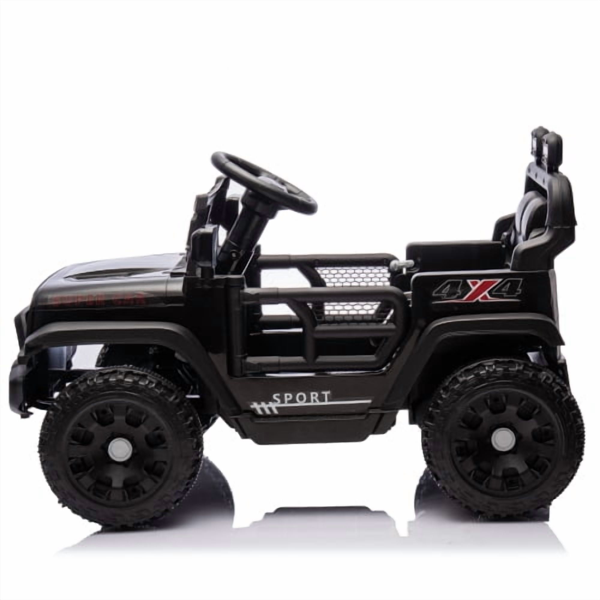 HTW24V Kids Ride On Truck with Parental Remote Control – Electric Off-Road Car for Boys & Girls, 4-Wheel Suspension, Bluetooth Music, LED Lights, Power Display, Ages 3+ (Black)​