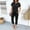 Black, variant on Ribbed Drawstring Waist Jumpsuit for Women Casual Round Neck Vintage Jogger Pants with Side Pockets Brown XXXL