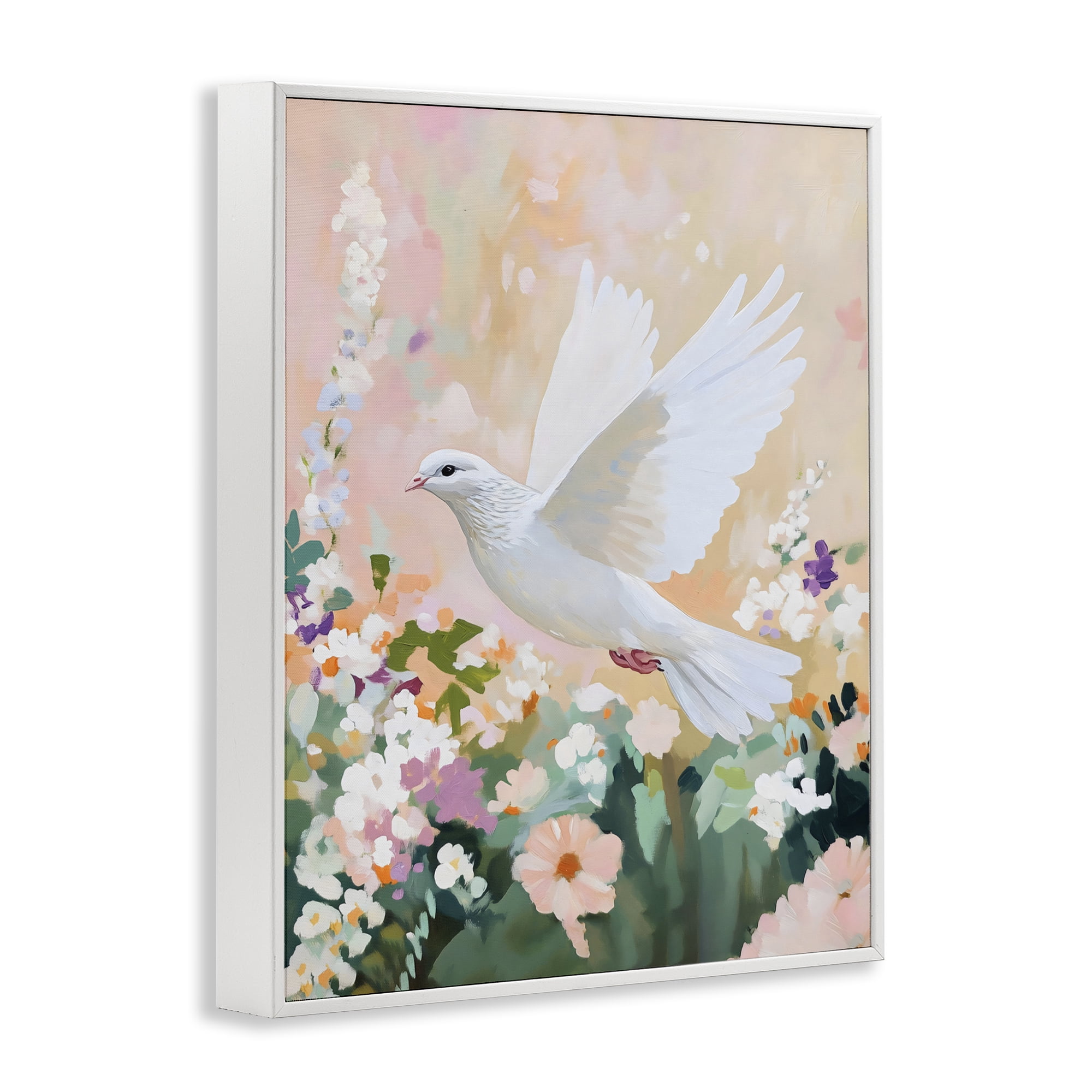 Stupell Industries White Dove Among Spring Blooms White Framed Giclee Art, design by The Prints Vibe
