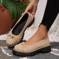 thumbnail image 5 of Zedker Platform Shoes Women Loafer Slip On-Suede Chunky Dress Loafers Casual Business Oxford for Work Beige 36, 5 of 10
