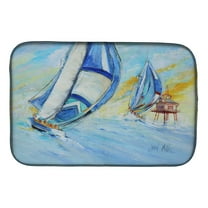 Caroline's Treasures Sailboats and Middle Bay Lighthouse Dish Drying Mat