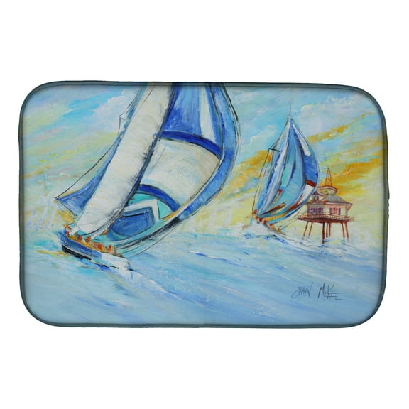 Caroline's Treasures Sailboats and Middle Bay Lighthouse Dish Drying Mat