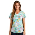 thumbnail image 3 of Women's Easter Scrub Tops Printed Fashion Medical Scrub Shirt Plus Size Funny Rabbits Graphic Medical Nurse Uniforms Scrub Top with Pockets, 3 of 5