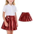 thumbnail image 2 of Faldas plisadas para niñas Color sólido Partido de baile brillante Falda de moda casual para niños Faldas de baile para niñas, 2 of 9