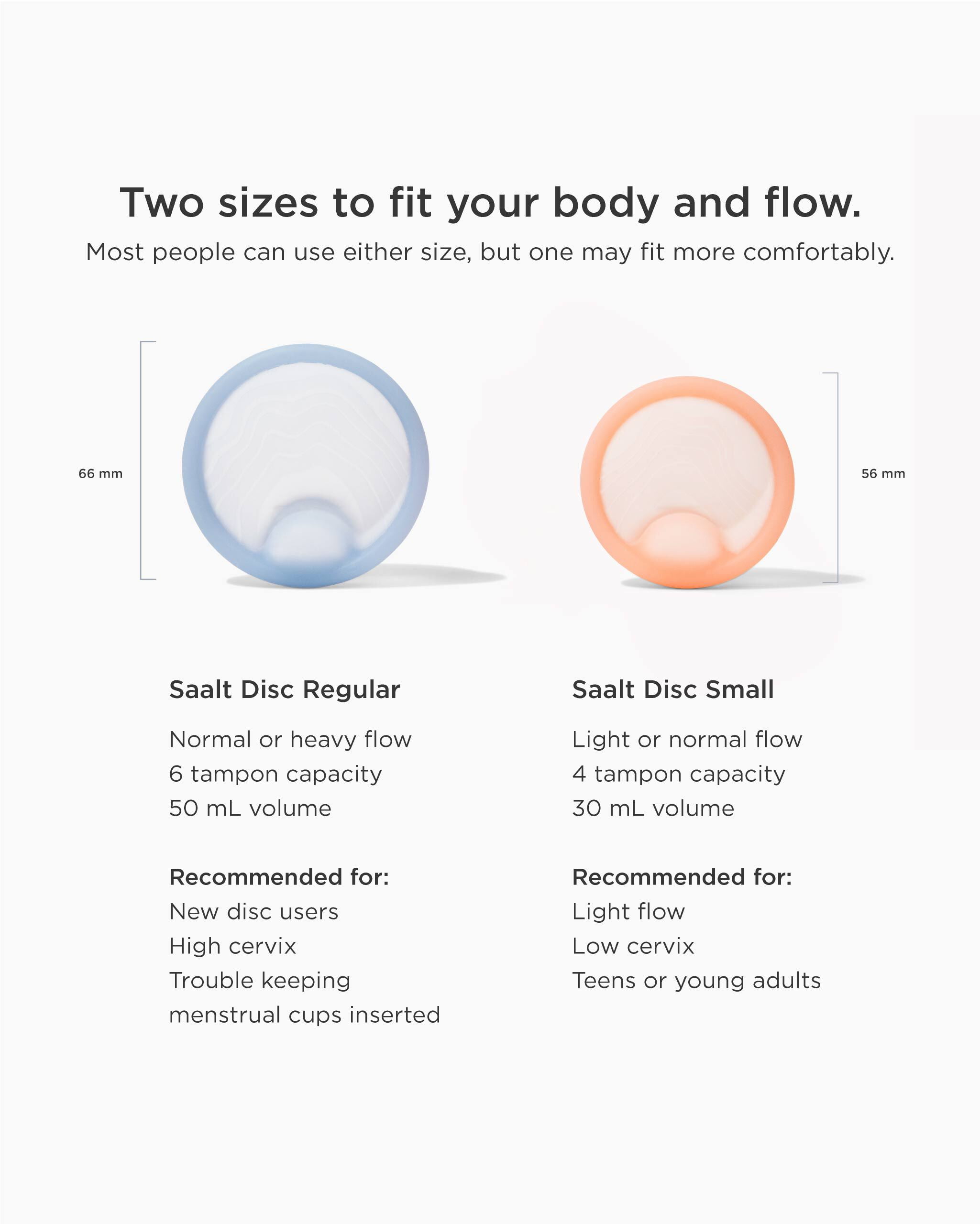 Saalt Menstrual Disc Size Small - Soft, Flexible, Reusable Medical-Grade Silicone - Wear 12 Hours - Removal Notch - Made in USA